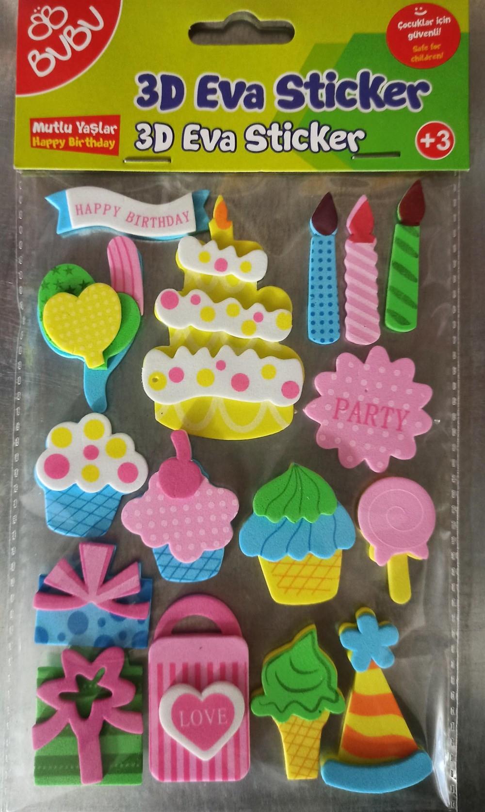 Bu-Bu 3D Eva Sticker Eğlenceli Parti 24 lüBu-Bu 3D Eva Sticker Eğlenceli Parti *24 - Kirtasiyem NetStickerlar