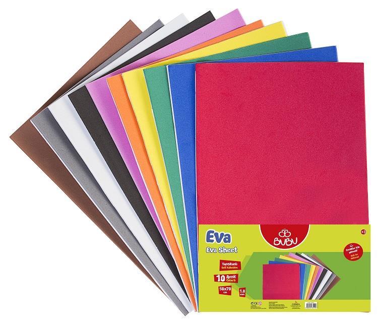 Bu-Bu Eva 50X70 Yapışkanlı Krş. Bubu-Ev0021 10 Renk Seçeneği (1 ADET)Bu-Bu Eva 50X70 Yapışkanlı Krş.*10 Bubu-Ev0021 - Kirtasiyem NetEvalar