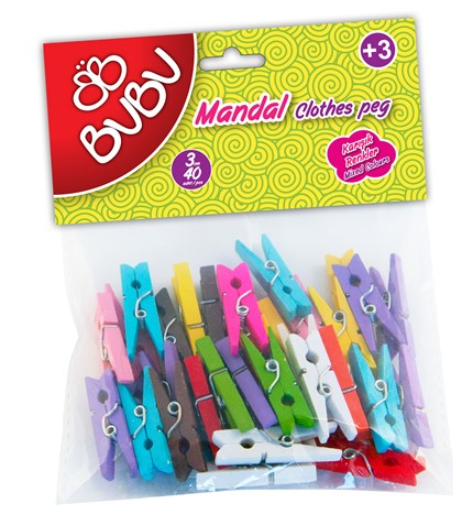 Bu-Bu Mandal 3Cm 40'Lı Renkli Bubu-Hs0005Bu-Bu Mandal 3Cm 40'Lı Renkli Bubu-Hs0005 - Kirtasiyem.netParti Malzemeleri