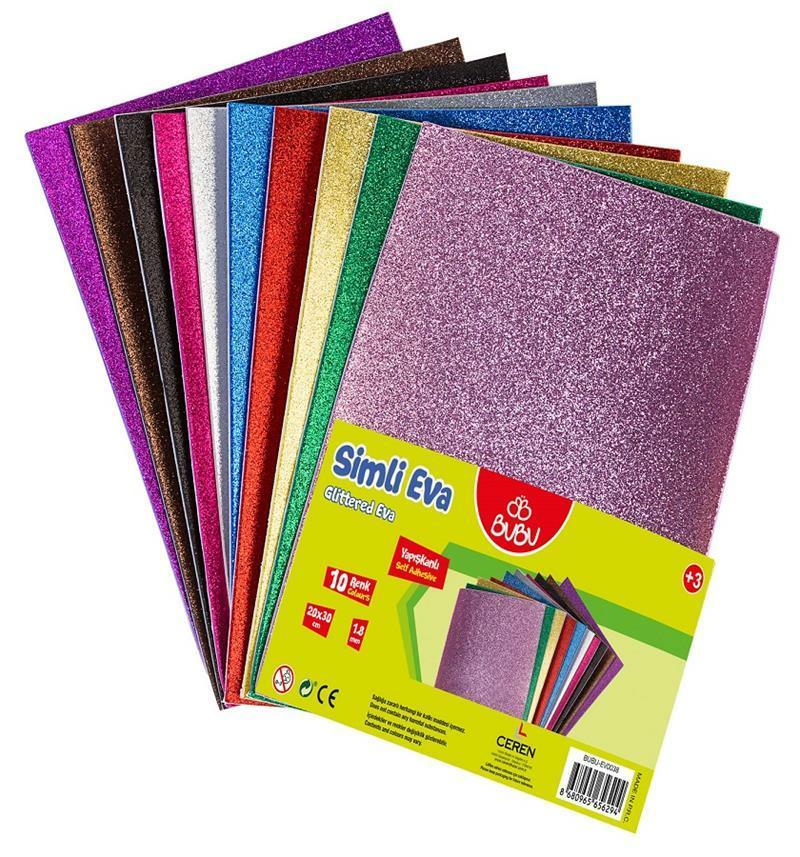 Bu-Bu Simli Yapışkanlı Eva 20X30Cm.10 Renk Bubu-Ev0038Bu-Bu Simli Yapışkanlı Eva 20X30Cm.10 Renk Bubu-Ev0038 - Kirtasiyem.netEvalar