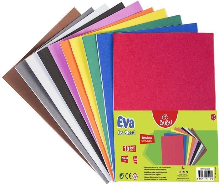 Bu-Bu Yapışkanlı Eva 20X30Cm. 10 Renk Bubu-Ev0036Bu-Bu Yapışkanlı Eva 20X30Cm. 10 Renk Bubu-Ev0036 - Kirtasiyem.netEvalar