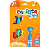 Carioca Teddy Jumbo Bebek Süper Yıkanabilir Keçeli Boya Kalemi 12'Li +1 Yaş8.Sınıf