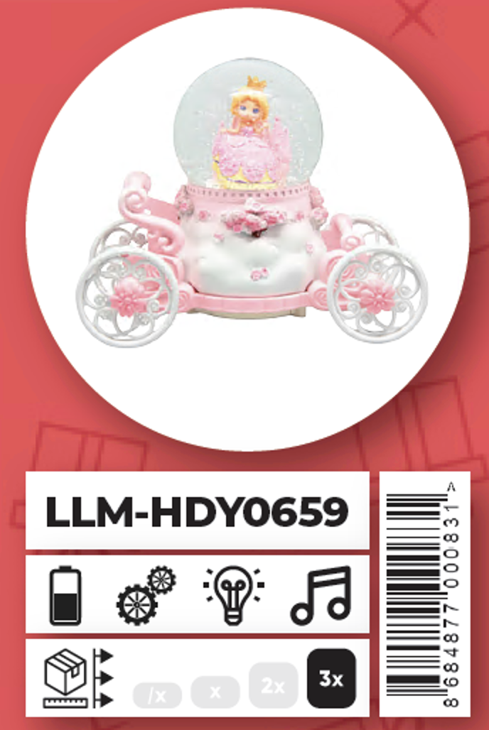 Ceren Kar Küresi Büyük Boy Tekerlekli Şatolu Prenses LLM-HDY0659Hediyelik Eşyalar