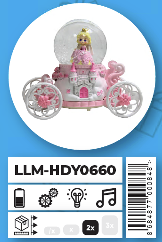 Ceren Kar Küresi Orta Boy Tekerlekli Pembe Prenses LLM-HDY0660Hediyelik Eşyalar