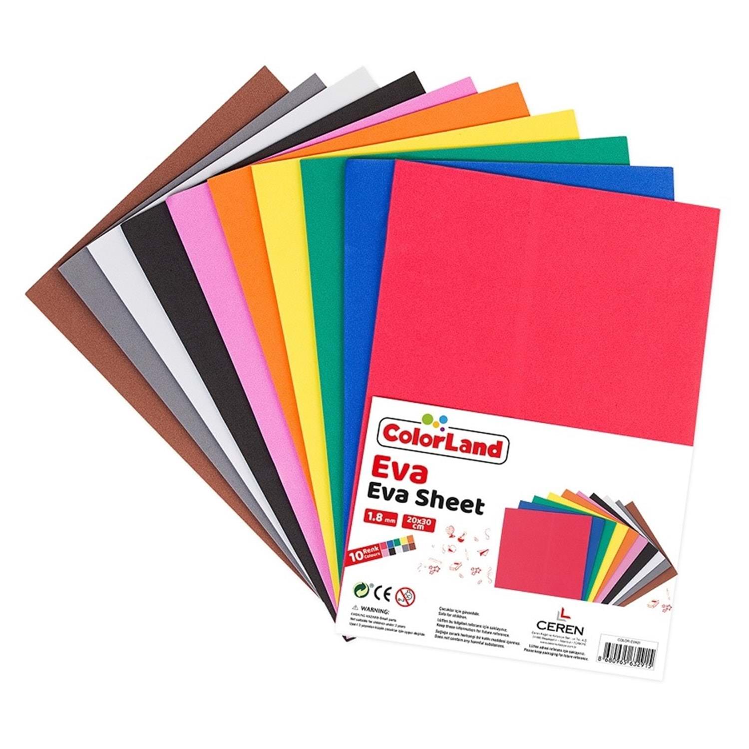 Colorland Eva 20X30 Cm 1,8 Mm 10 RenkColorland Eva 20X30 Cm 1,8 Mm 10 Renk - Kirtasiyem.netEvalar