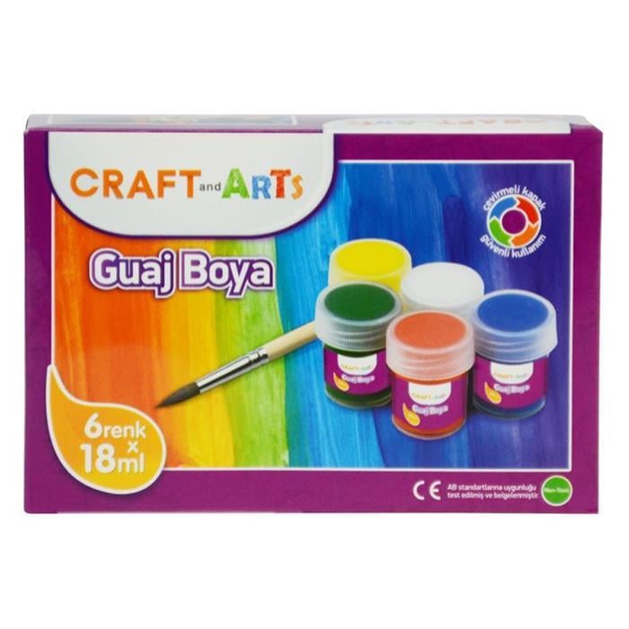 Craft And Arts Guaj Boya 6X18 MlCraft And Arts Guaj Boya 6X18 Ml - Kırtasiyem.netGuaj Boyalar