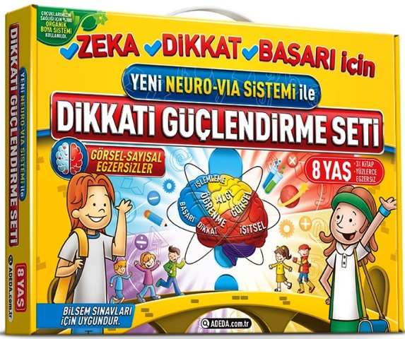 Dikkati Güçlendirme Seti 8 Yaş: Yeni Neuro-Via Sistemi ile Görsel - Sayısal Egzersizler Okul Çağı 6-10 Yaş 