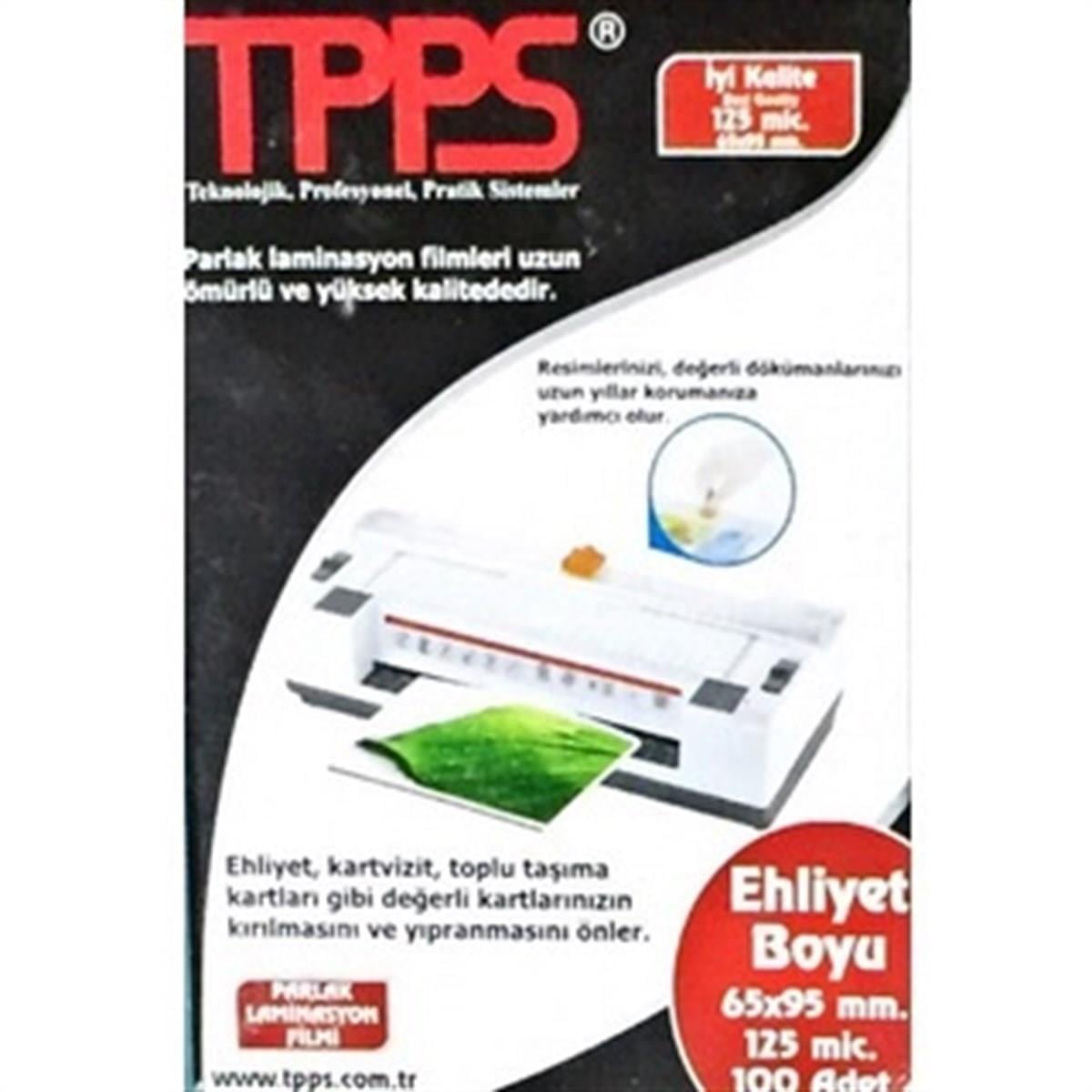 Elt Tpps 150Mic. 65X95Mm Laminasyon Filmi 100'LüP.V.C. Tpps 65X95 Ehliyet Boyu 125 Micron - Kirtasiyem.netDiğer Ciltleme Malzemeleri