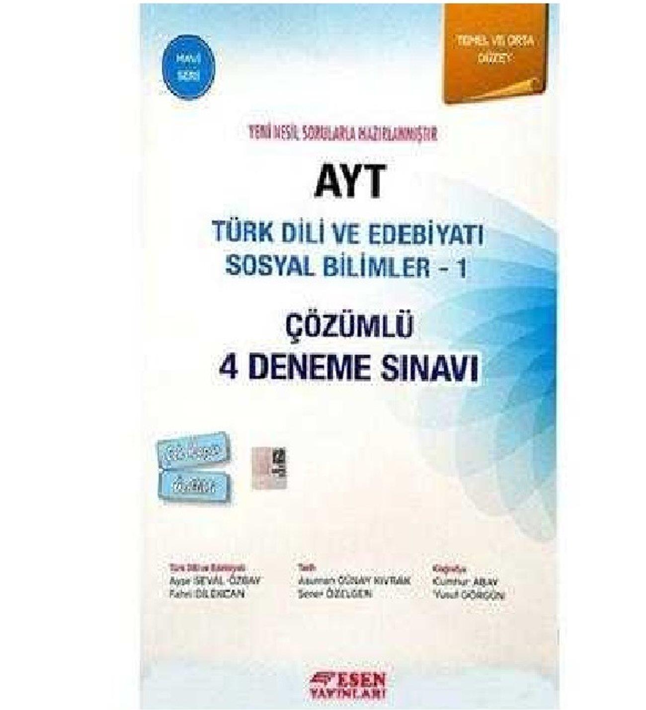 Esen Ayt Çözümlü 4 Deneme Türk Dili Ve Edebiyatı Sosyal Bilimler 1 (Mavi Seri)Esen Ayt Çözümlü 4 Deneme Türk Dili Ve Edebiyatı Sosyal Bilimler 1 (Mavi Seri) - Kirtasiyem.netAYT