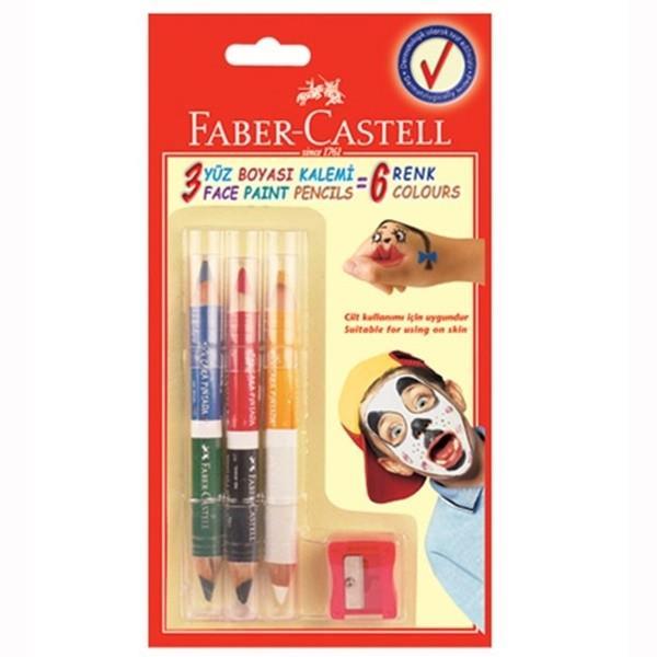 Faber Castell Yüz Boyası 6 Renk Kalemtraş HediyelıFaber Castell Yüz Boyası 6 Renk Kalemtraş Hediyelı - Kirtasiyem NetStickerlar