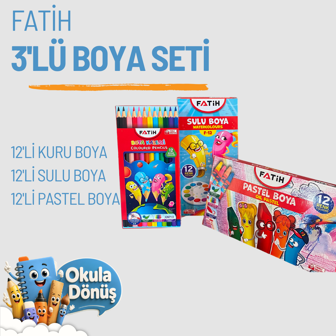 FATİH 3'LÜ BOYA SETİ( 1 PASTEL BOYA+1 SULU BOYA+1 KURU BOYA)Diğer Kırtasiye Ürünleri