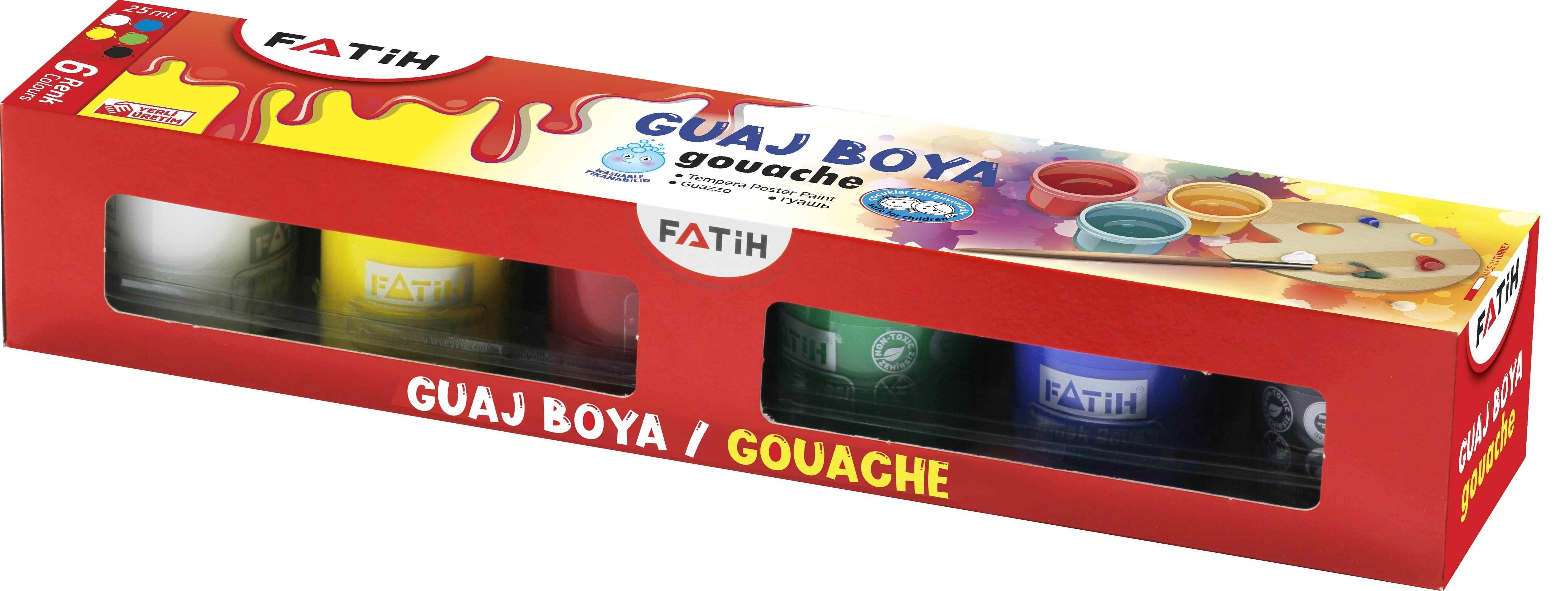 Fatih Guaj Boya 6 Renk (6*25=150 Ml)Fatih Guaj Boya 6 Renk (6*25=150 Ml) - Kırtasiyem.netGuaj Boyalar