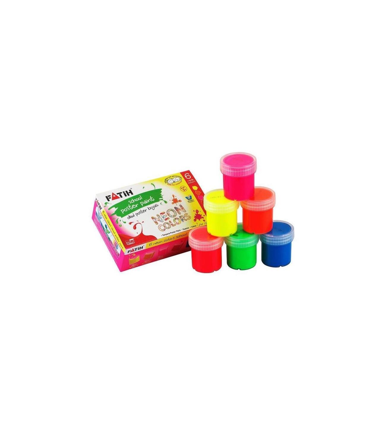 Fatih Guaj Boyası Neon 6 Renk (6*25=150 Ml)Fatih Guaj Boyası Neon 6 Renk (6*25=150 Ml) - Kırtasiyem.netGuaj Boyalar