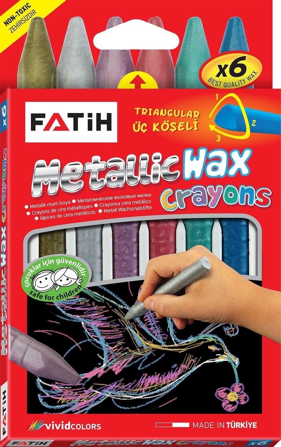 Fatih Jumbo Metallic Wax Crayon 6 Renk Fatih Jumbo Metallic Wax Crayon 6 Renk  - Kırtasiyem.netMum Boyalar