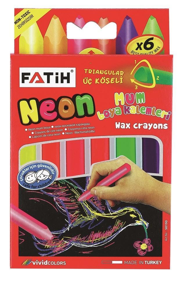 Fatih Jumbo Neon Wax Crayon 6 Renk Fatih Jumbo Neon Wax Crayon 6 Renk  - Kırtasiyem.netMum Boyalar