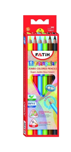 Fatih Jumbo Üçgen Triangular Kuruboya Kalemi 6 Renk Tam Boy (3,5mm)Fatih Jumbo Üçgen Triangular Kuruboya Kalemi 6 Renk Tam Boy (3,5mm) - Kırtasiyem.netKuru Boyalar