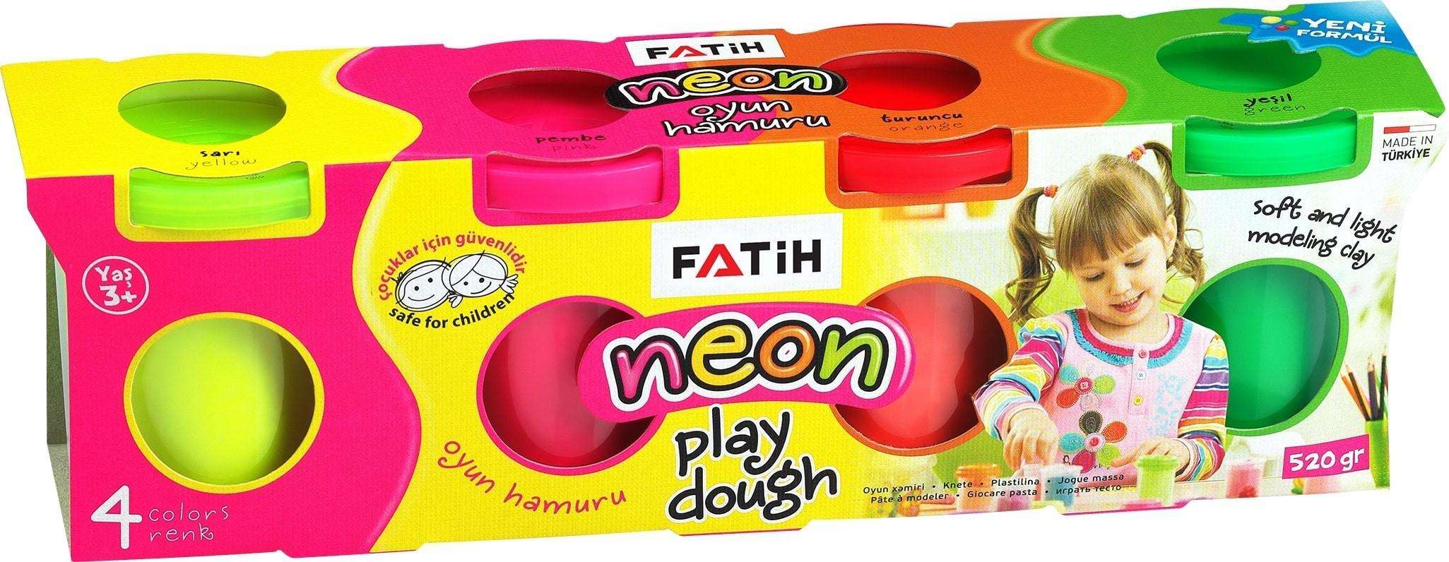 Fatih Oyun Hamuru 4 Renk Neon (4*130=520gr) Fatih Oyun Hamuru 4 Renk Neon (4*130=520gr)  - Kirtasiyem.netOyun Hamurları
