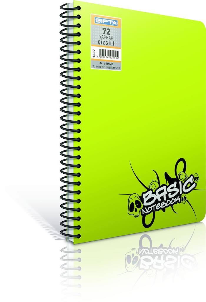 Gıpta Basic Spiralli Defter Pp. Kapak Düz 17*24-72 Yaprak 1984Gıpta Basic Spiralli Defter Pp. Kapak Düz 17*24-72 Yaprak 1984 - Kirtasiyem.netSpiralli Plastik Kapak Defterler