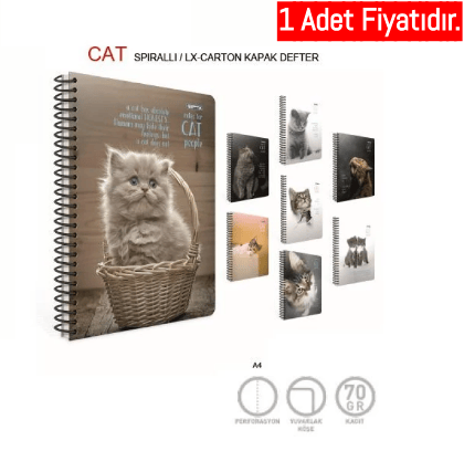 Gıpta Cat Walk Spr.Ofset Pp. Kpk.Defter A4 80 Yp. Kareli (1 Adet)Gıpta Cat Walk Spr.Ofset Pp. Kpk.Defter A4 80 Yp. Kareli - Kirtasiyem.netSpiralli Plastik Kapak Defterler