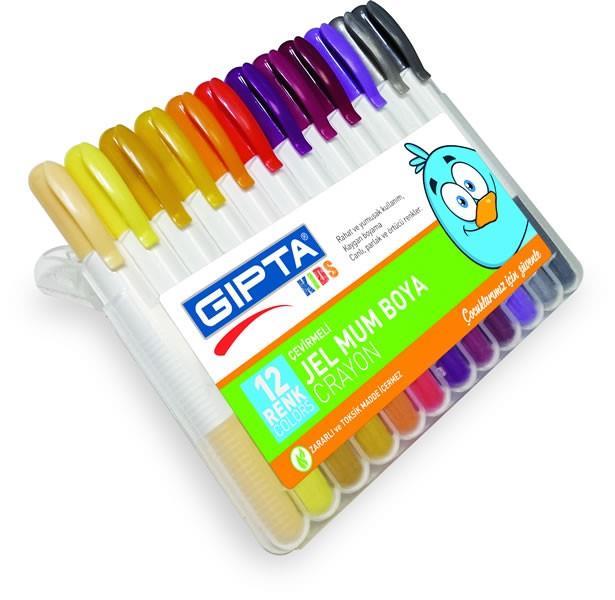 Gıpta Çevirmeli Jel Mum Boya 12 Renk Plastik Kutu Gıpta Çevirmeli Jel Mum Boya 12 Renk Plastik Kutu  - Kırtasiyem.netMum Boyalar