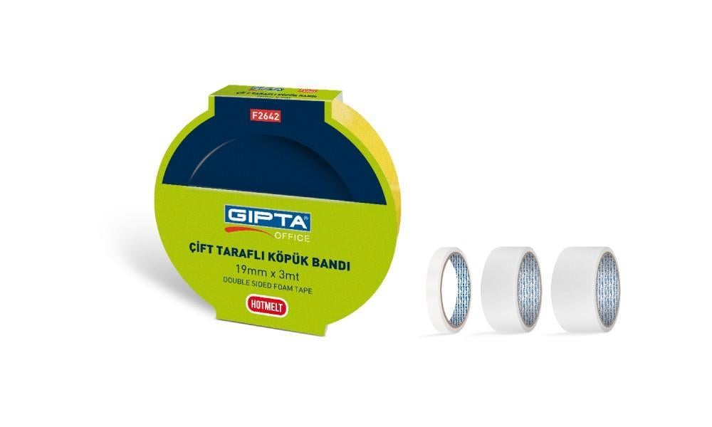 Gıpta Çift Taraflı Köpük Montaj Bandı 19Mmx3MtGıpta Çift Taraflı Köpük Montaj Bandı 19Mmx3Mt - Kirtasiyem.netMontaj Bantları