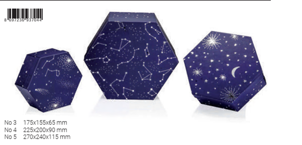 Gıpta Cosmıc Altıgen 3 Lü Kutu SetiHediyelik Kutular