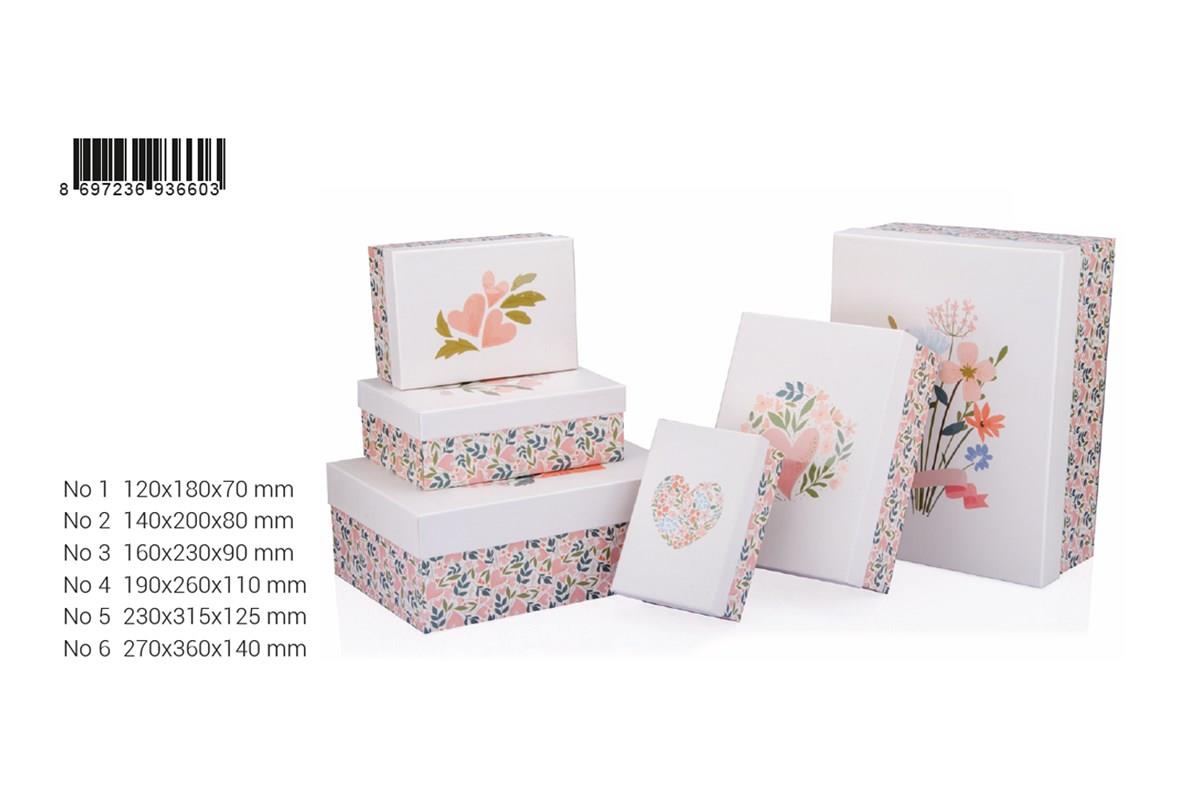 Gıpta Floral Dikdörtgen 6 Lı Kutu SetiGıpta Floral Dikdörtgen 6 Lı Kutu Seti - Kirtasiyem.netHediyelik Kutular
