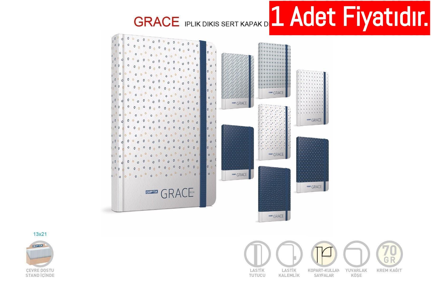 Gıpta Grace İpl.Dkş Sert Kpk.Defter 19X26 120 Yp.Çizg. (1 Adet)Gıpta Grace İpl.Dkş Sert Kpk.Defter 19X26 120 Yp.Çizg. - Kirtasiyem.netSert Kapak Defterler