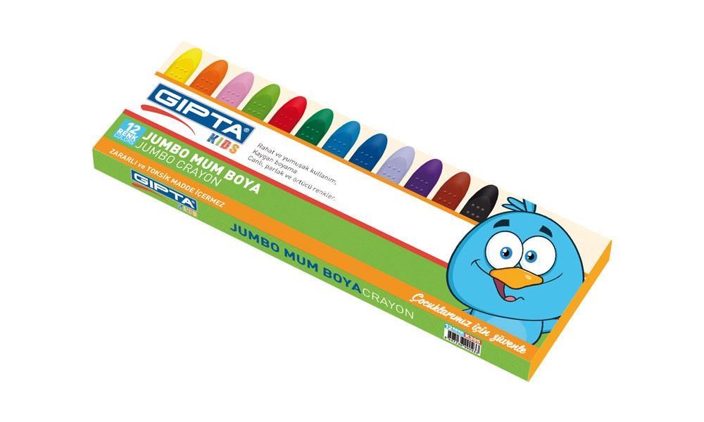 Gıpta Jumbo Mum Boya - Sürgülü Karton Kutu 12 RenkGıpta Jumbo Mum Boya - Sürgülü Karton Kutu 12 Renk - Kırtasiyem.netMum Boyalar