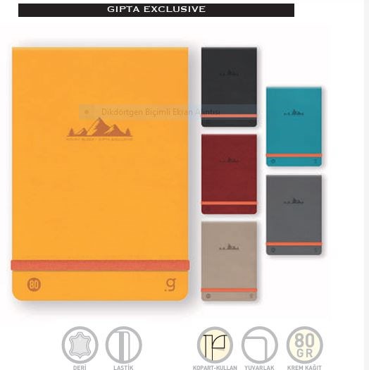Gıpta Mount Bloknot İp. Dik. Sert Kap. Def. A5 100 KareProje Çantaları