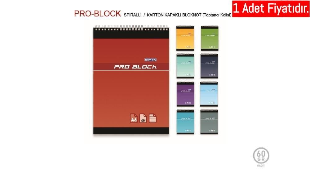 Gıpta Pro Block Karton Kapak Spr.Bloknot A6 40 Yp. Çizgili (1 Adet)Gıpta Pro Block Karton Kapak Spr.Bloknot A6 40 Yp. Çizgili - Kirtasiyem.netSpiralli Bloknotlar