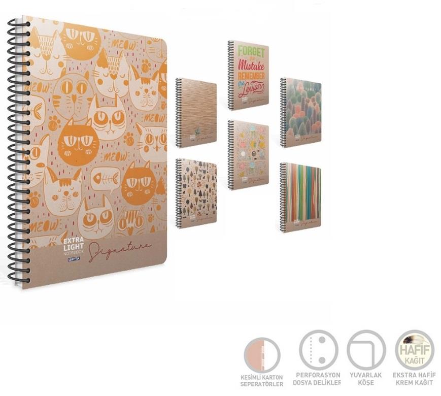 Gıpta Sıgnature Spr.Spr.Srt Kpk.Defter A4 120 Yp.Çizg.SIGNATURE SPİRALLİ SP.SRT KPK.DEF. A4 120 YP.ÇİZG. - Kirtasiyem.netSpiralli Sert Kapak Defterler