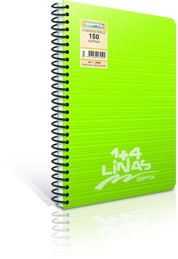 Gıpta Spiralli Defter A4 Linas Pp Kapak 120 Yaprak 1+3 2162Gıpta Spiralli Defter A4 Linas Pp Kapak 120 Yaprak 1+3 2162 - Kirtasiyem.netSpiralli Plastik Kapak Defterler