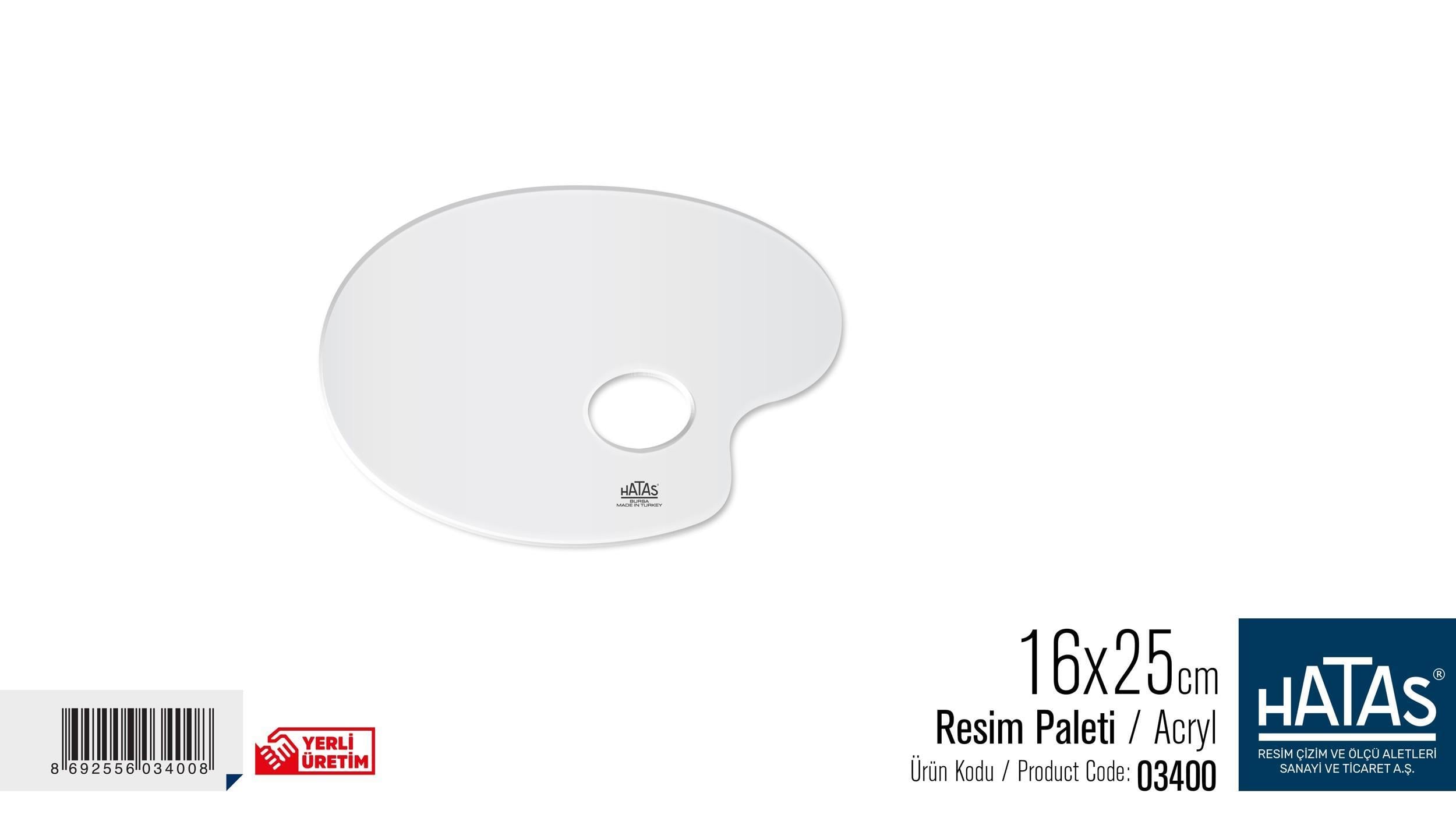 Hatas Acryl Resim Paleti 16 X 25 Cm. No:03400Hatas Acryl Resim Paleti 16 X 25 Cm. No:03400 - Kırtasiyem.netPaletler