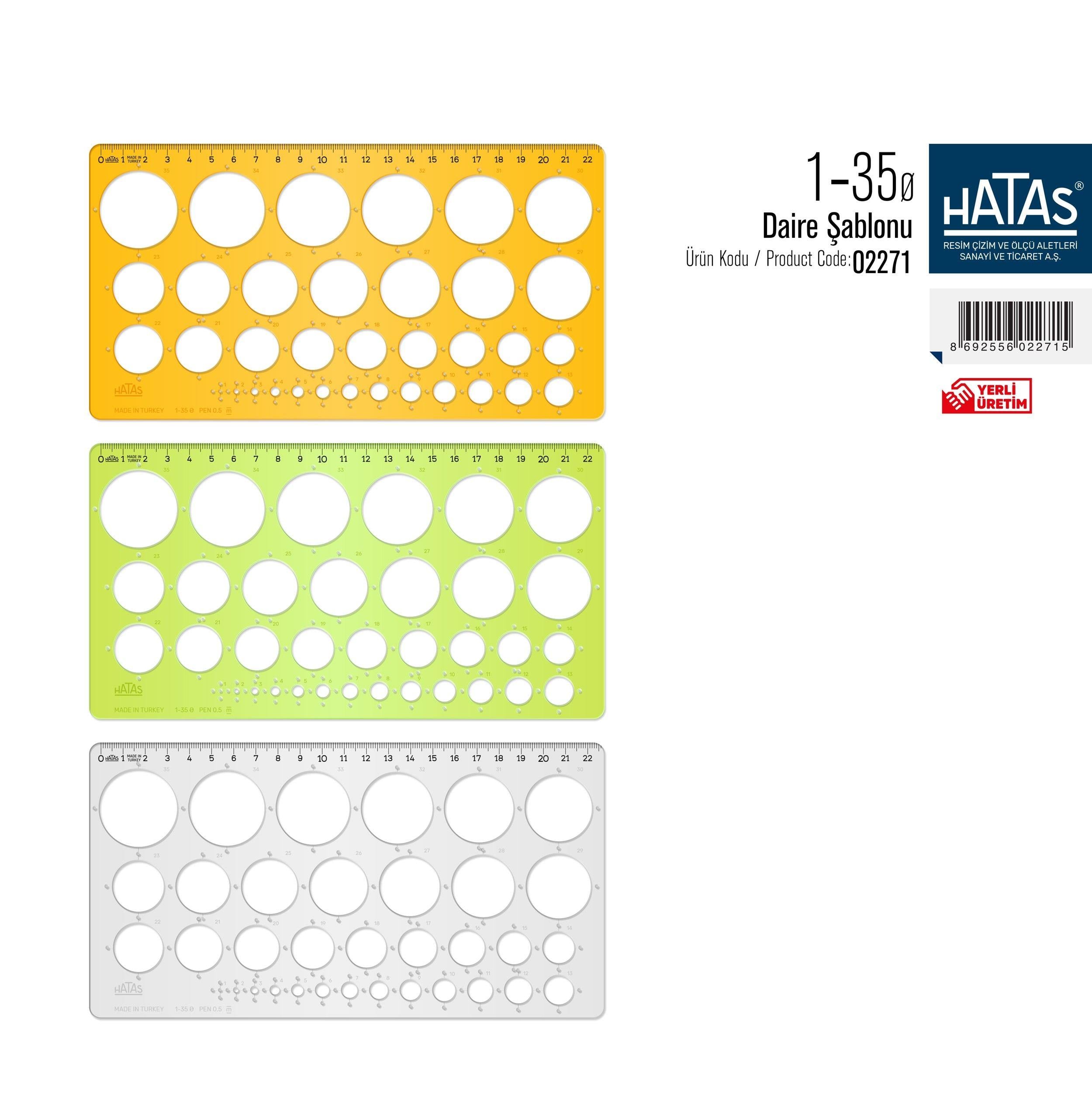 Hatas Daire Şablonu 1-35 Mm. (Ekonomik) No:02271Hatas Daire Şablonu 1-35 Mm. (Ekonomik) No:02271 - Kirtasiyem.netŞablonlar