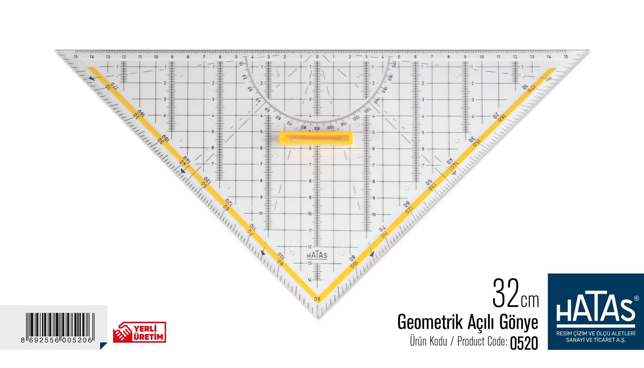 Hatas Geometrik Açılı Gönye 32 Cm. No:0520Hatas Geometrik Açılı Gönye 32 Cm. No:0520 - Kirtasiyem.netGönye Ve İletkiler