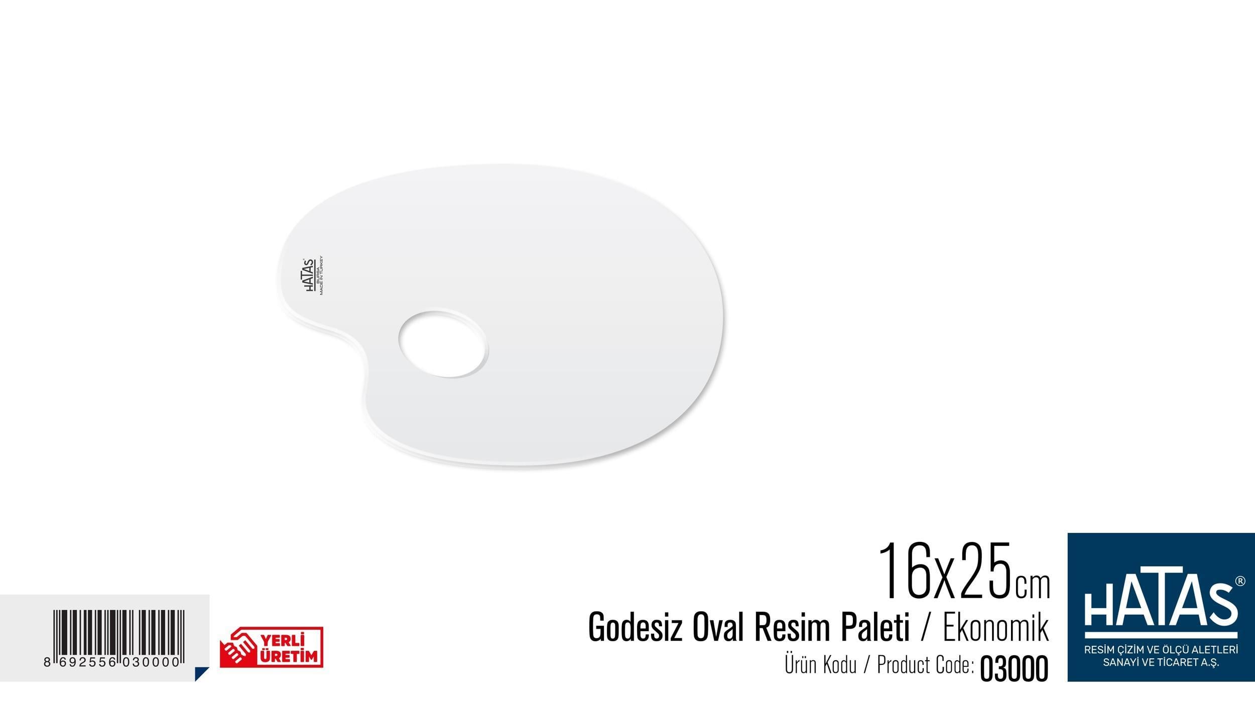 Hatas Godesiz Oval Resim Paleti 16 X 25 Cm. ( Ekonomik) No:03000Hatas Godesiz Oval Resim Paleti 16 X 25 Cm. ( Ekonomik) No:03000 - Kırtasiyem.netPaletler