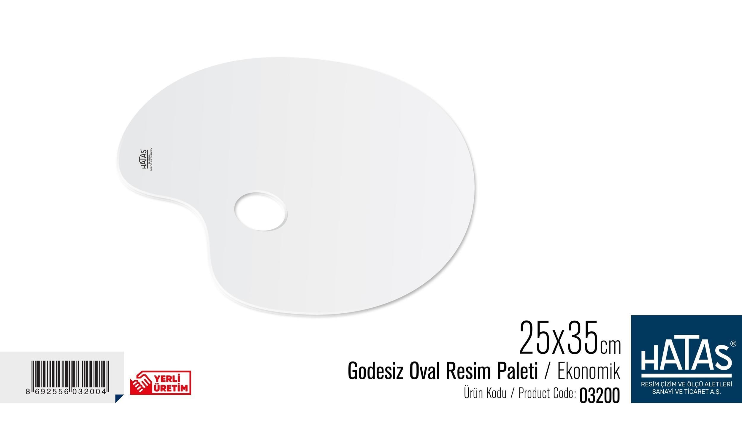 Hatas Godesiz Oval Resim Paleti 25 X 35 Cm. ( Ekonomik) No:03200Hatas Godesiz Oval Resim Paleti 25 X 35 Cm. ( Ekonomik) No:03200 - Kırtasiyem.netPaletler