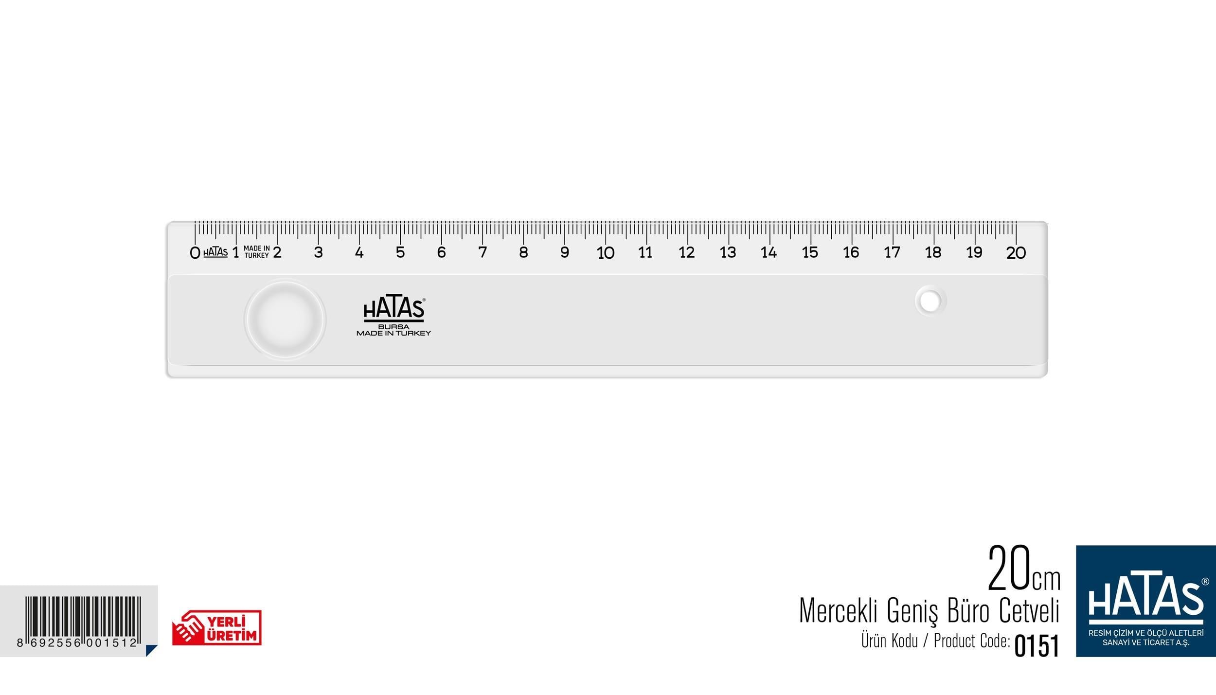 Hatas Mercekli Geniş Büro Cetveli 20 Cm. No:0151Hatas Mercekli Geniş Büro Cetveli 20 Cm. No:0151 - Kirtasiyem.netCetveller