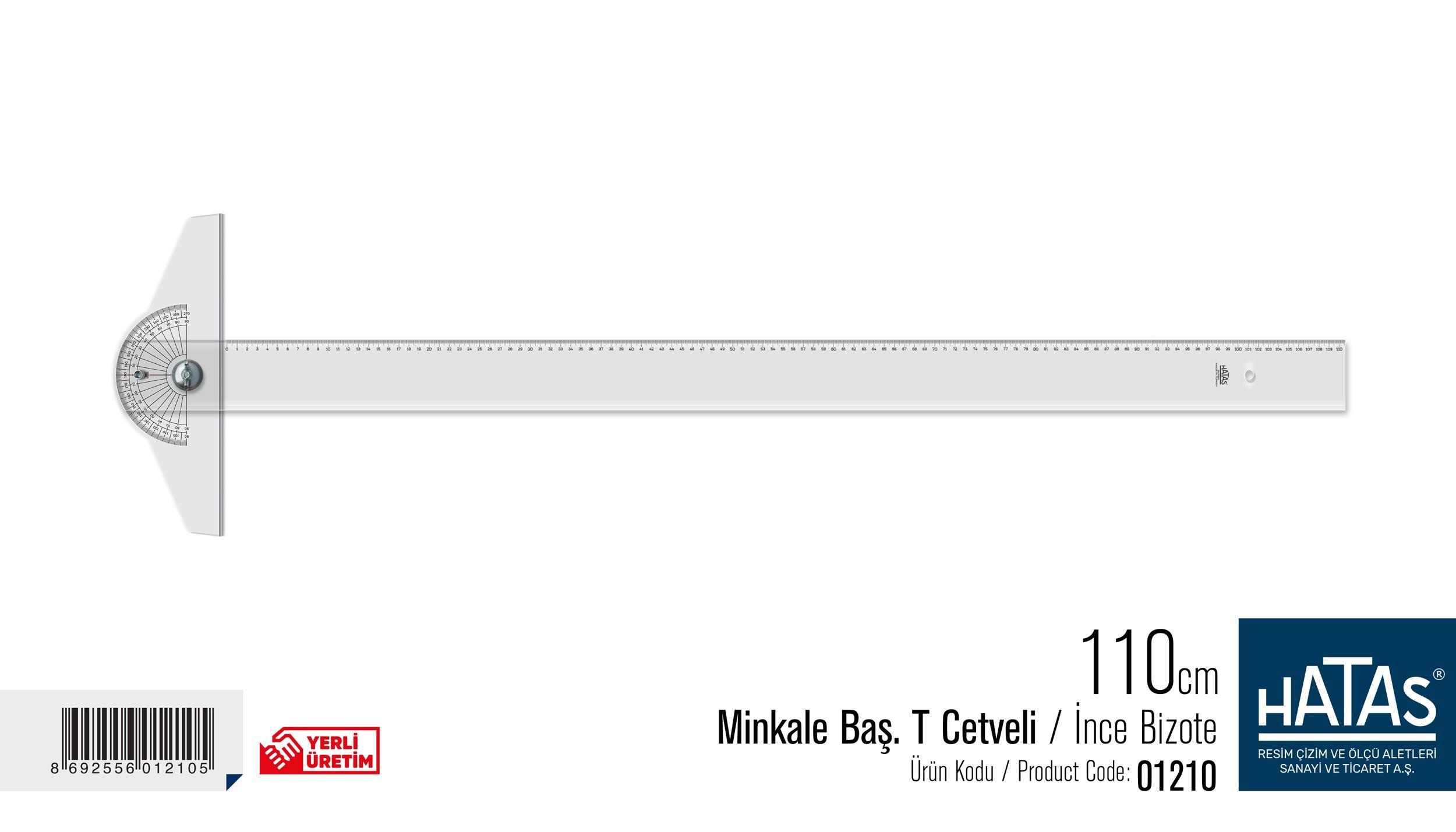 Hatas Minkale Baş.T Cetveli (İnce Bizote) 110 Cm. Taksimatlı No:01210Hatas Minkale Baş.T Cetveli (İnce Bizote) 110 Cm. Taksimatlı No:01210 - Kirtasiyem.netCetveller