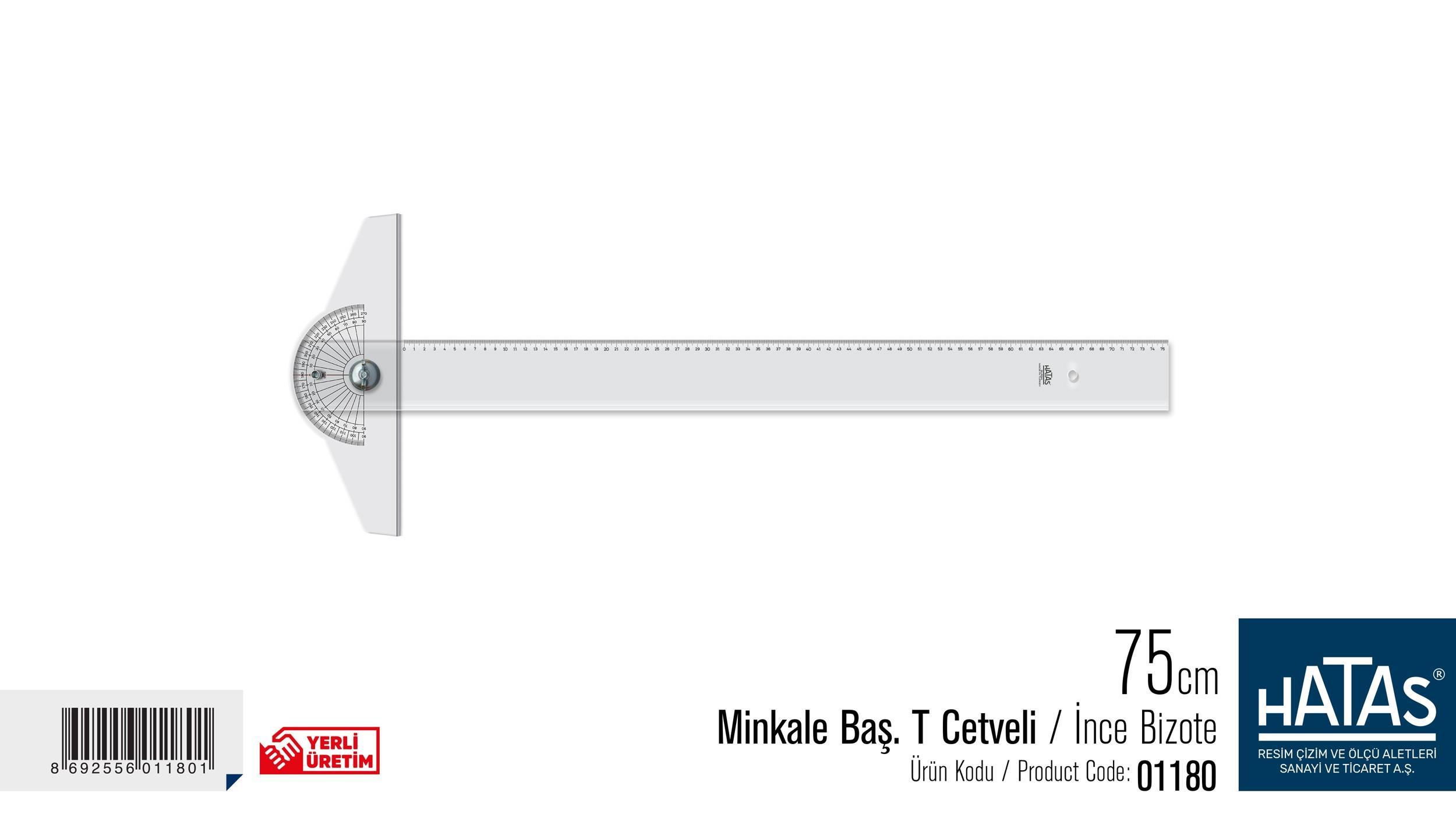Hatas Minkale Baş.T Cetveli (İnce Bizote) 75 Cm. ( Taksimatlı ) No:01180Hatas Minkale Baş.T Cetveli (İnce Bizote) 75 Cm. ( Taksimatlı ) No:01180 - Kirtasiyem.netMinkale