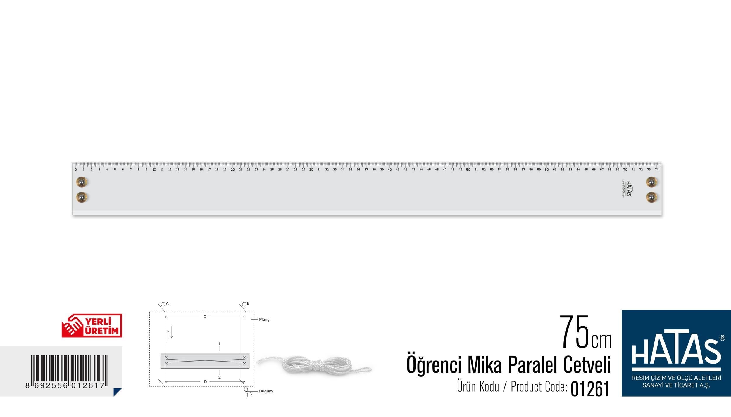 Hatas Öğrenci Mika Paralel Cetveli 75 Cm. ( Taksimatlı ) No:01261Hatas Öğrenci Mika Paralel Cetveli 75 Cm. ( Taksimatlı ) No:01261 - Kirtasiyem.netCetveller