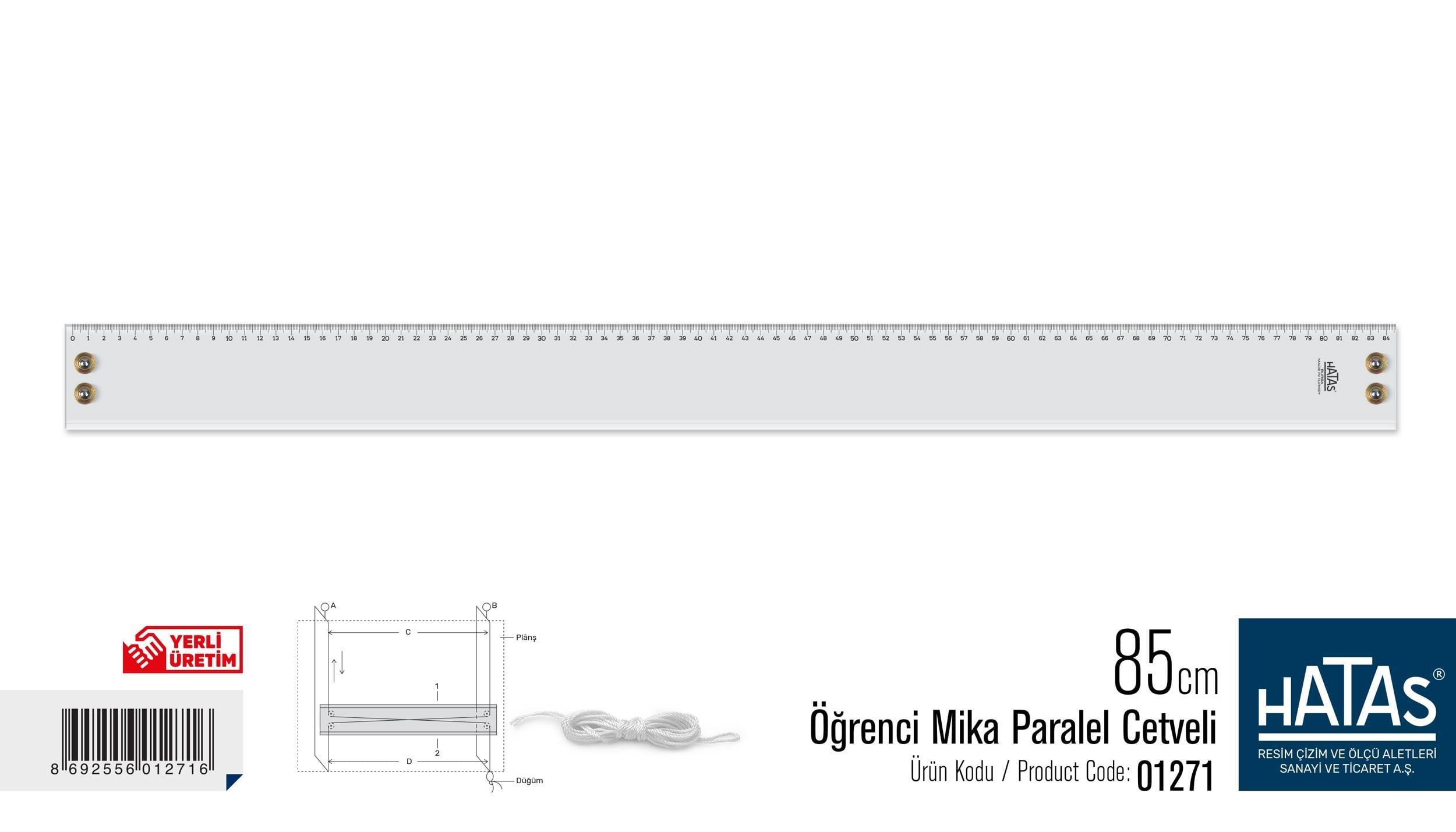 Hatas Öğrenci Mika Paralel Cetveli 85 Cm. ( Taksimatlı ) No:01271Hatas Öğrenci Mika Paralel Cetveli 85 Cm. ( Taksimatlı ) No:01271 - Kirtasiyem.netCetveller