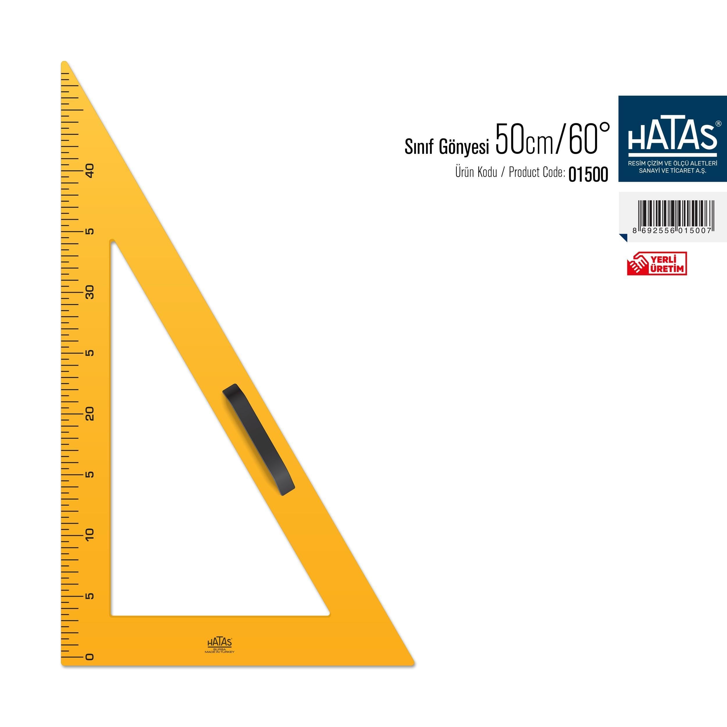 Hatas Sınıf Gönyesi 50 Cm./60 No:01500Hatas Sınıf Gönyesi 50 Cm./60 No:01500 - Kirtasiyem.netGönye Ve İletkiler