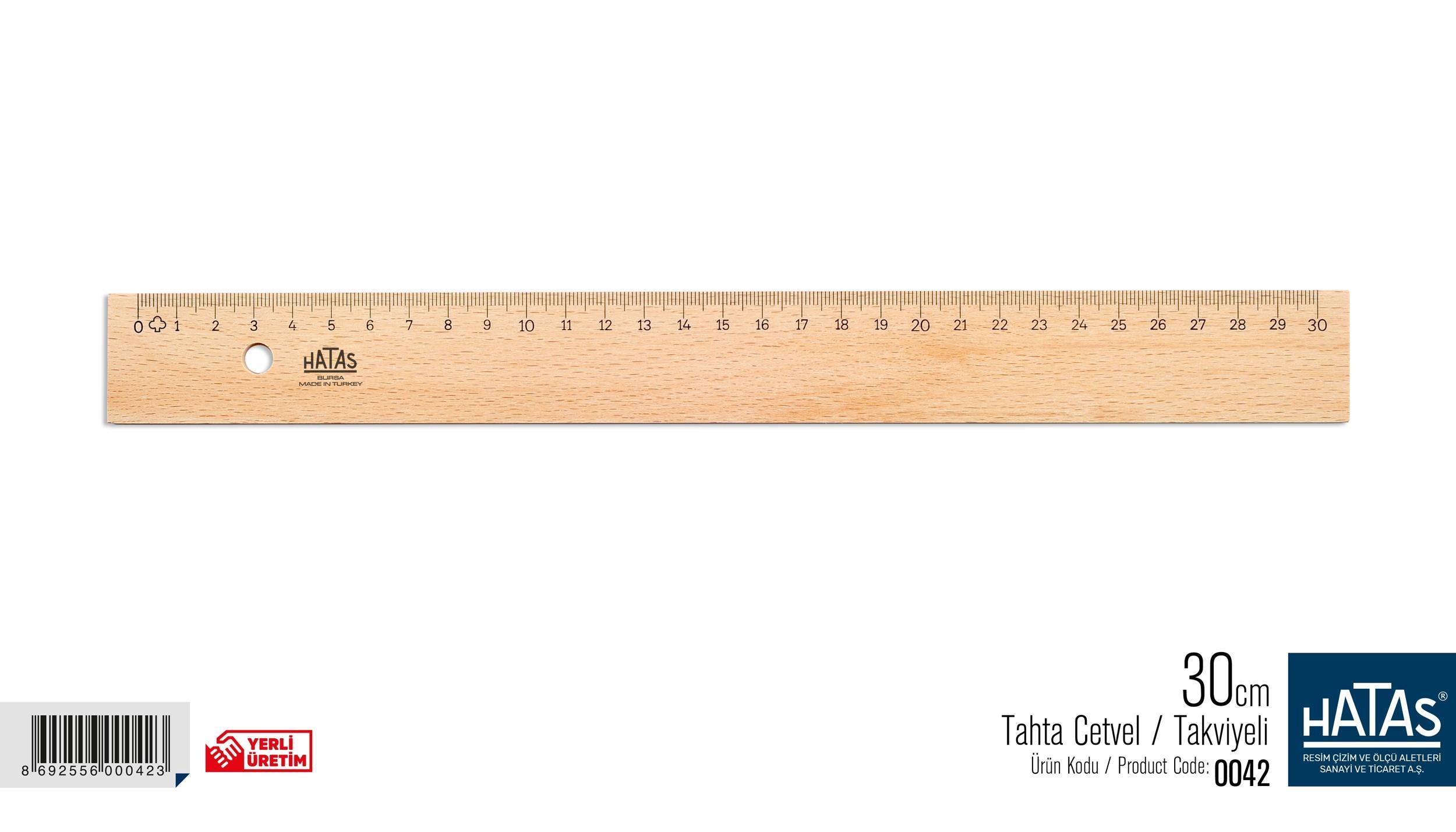 Hatas Tahta Cetvel ( Takviyeli ) 30 Cm. No:0042Hatas Tahta Cetvel ( Takviyeli ) 30 Cm. No:0042 - Kirtasiyem.netCetveller