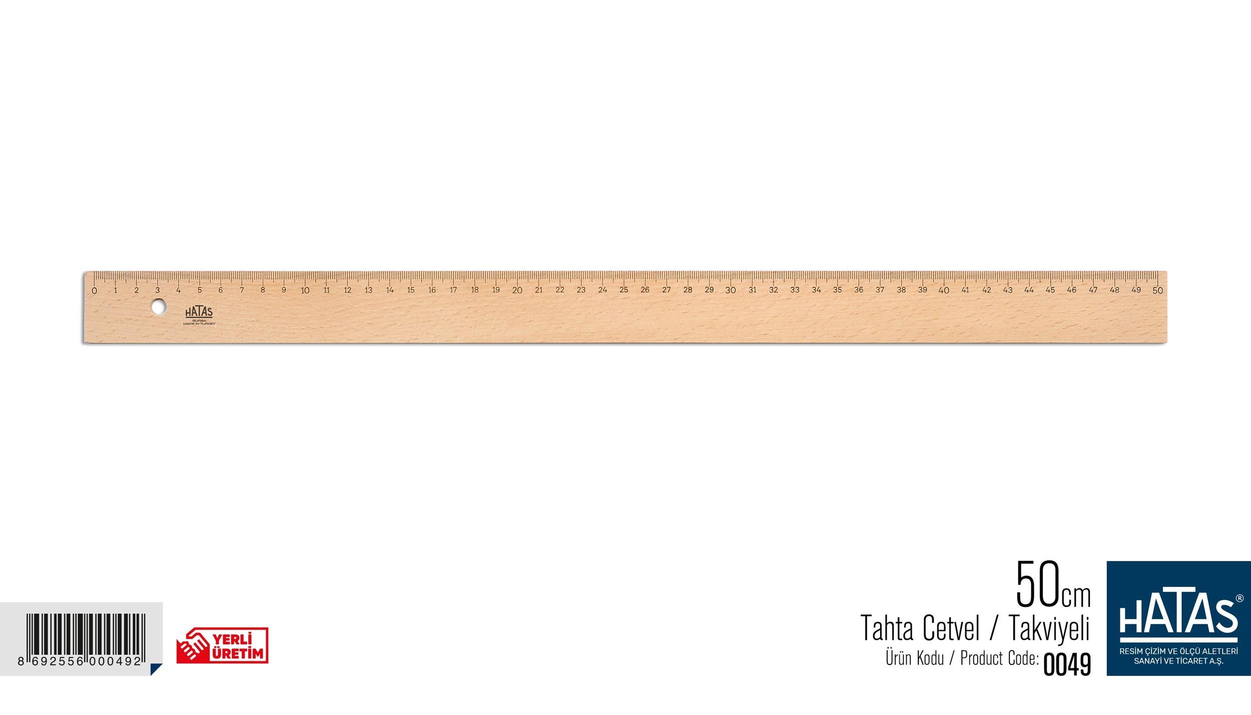 Hatas Tahta Cetvel ( Takviyeli ) 50 Cm. No:0049Hatas Tahta Cetvel ( Takviyeli ) 50 Cm. No:0049 - Kirtasiyem.netCetveller