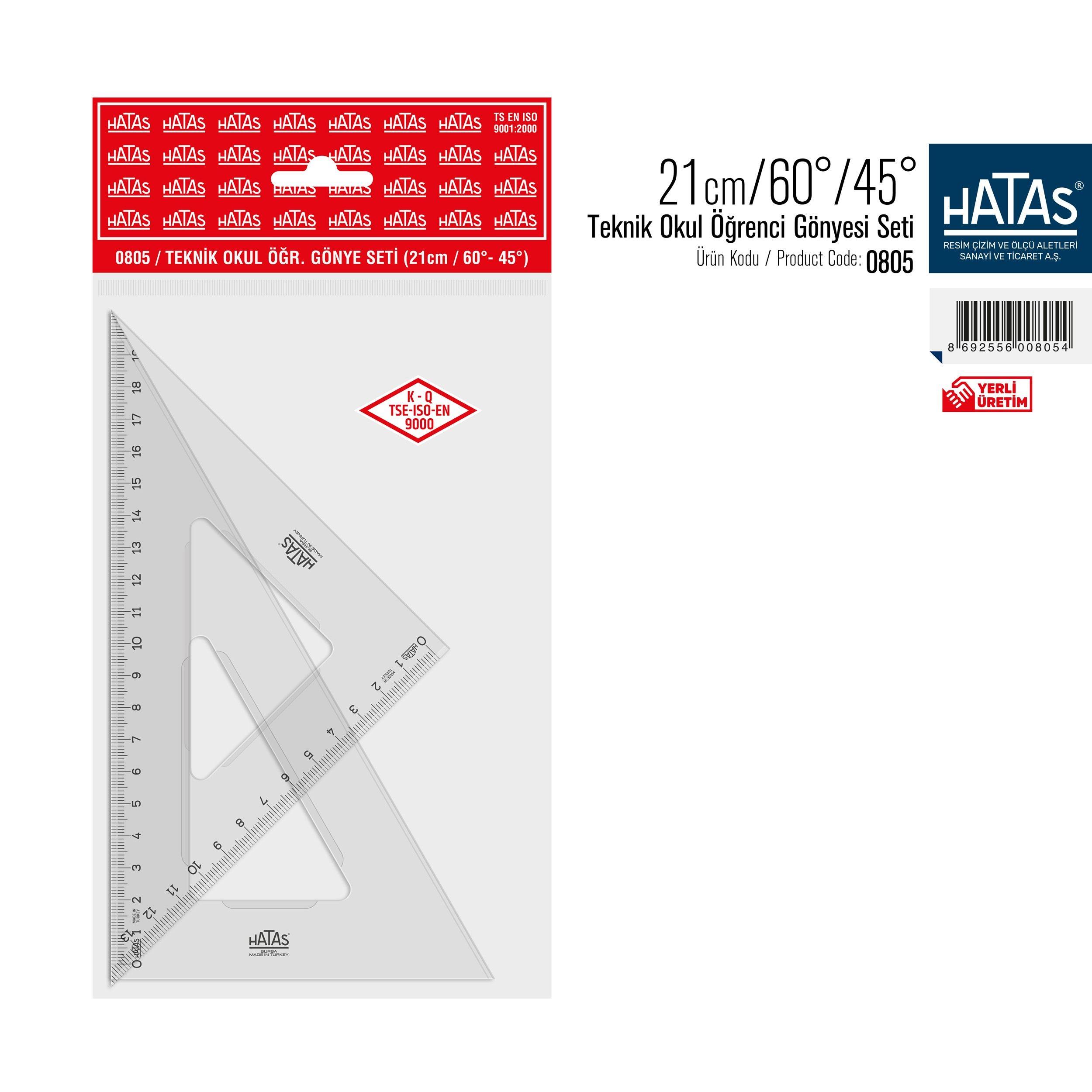 Hatas Teknik Okul Öğrenci Gönye Seti 21 / 60-45 No:0805Hatas Teknik Okul Öğrenci Gönye Seti 21 / 60-45 No:0805 - Kirtasiyem.netGönye Ve İletkiler