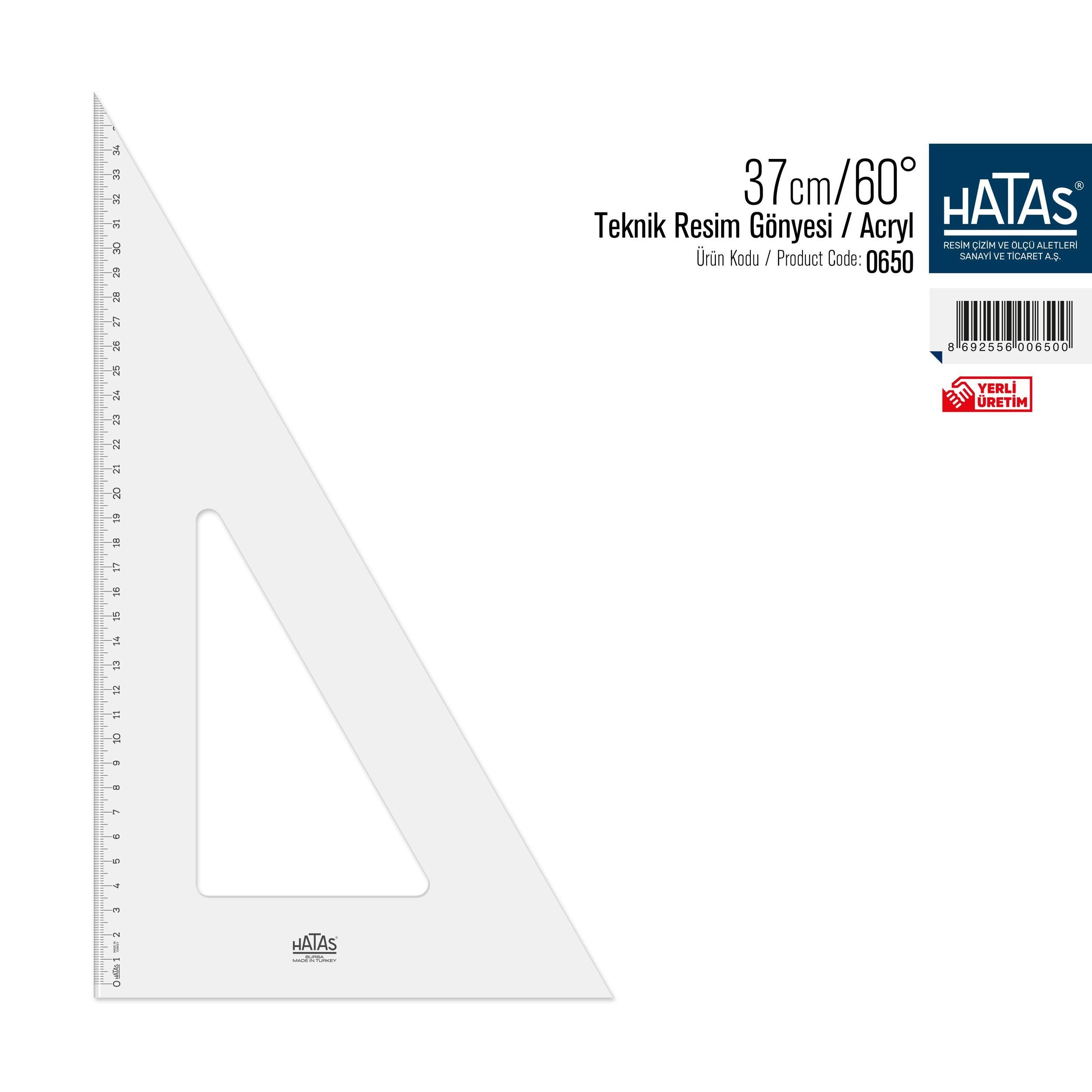 Hatas Teknik Resim Gönyesi ( Acryl ) 37 / 60 No:0650Hatas Teknik Resim Gönyesi ( Acryl ) 37 / 60 No:0650 - Kirtasiyem.netGönye Ve İletkiler