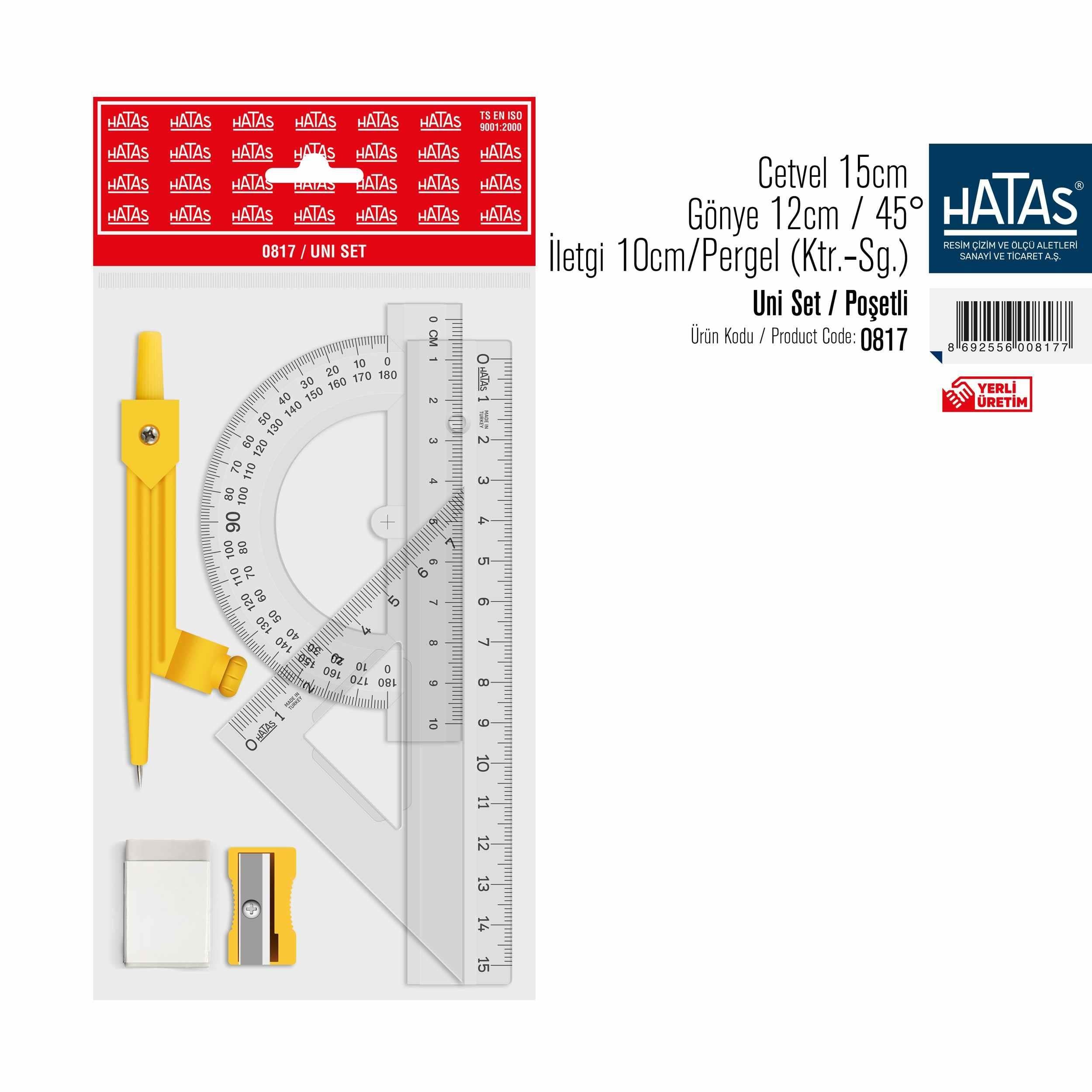 Hatas Uni-Set No:0817Hatas Uni-Set No:0817 - Kirtasiyem.netÖlçü Ve Çizim Setleri