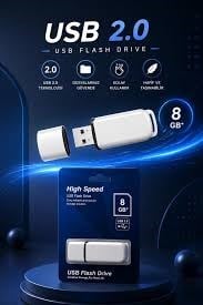High Speed  8 Gb 2.0 Usb Flash Bellek Beyaz-Mavi PlastikFlash Bellek